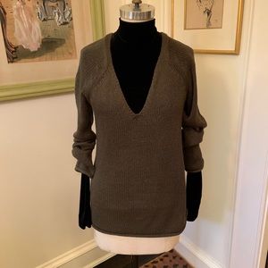 Olive green rayon vneck sweater